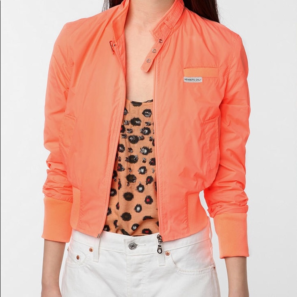 salmon orange members only jacket!